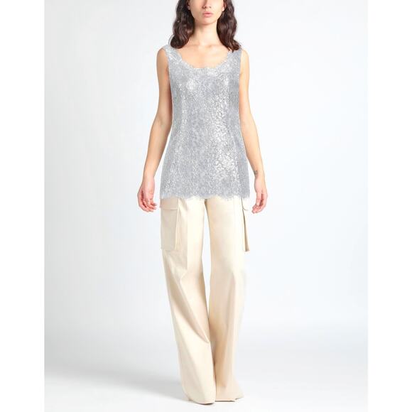 NWT Dolce & Gabbana Silver Lace Metallic Sleeveless Tank Top Blouse IT 44 L - Picture 7 of 10